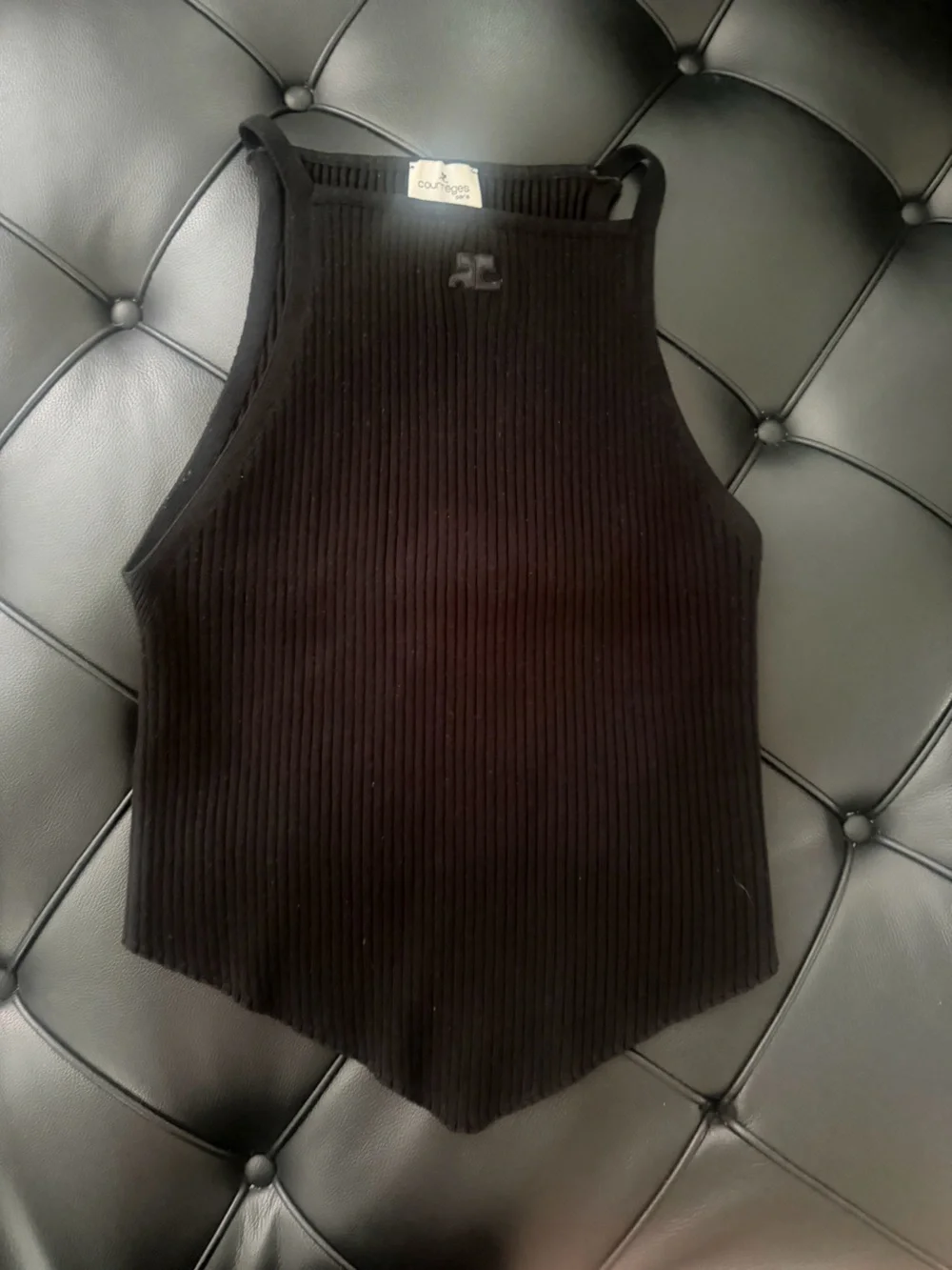 Courrege Black Ribbed Tank Top